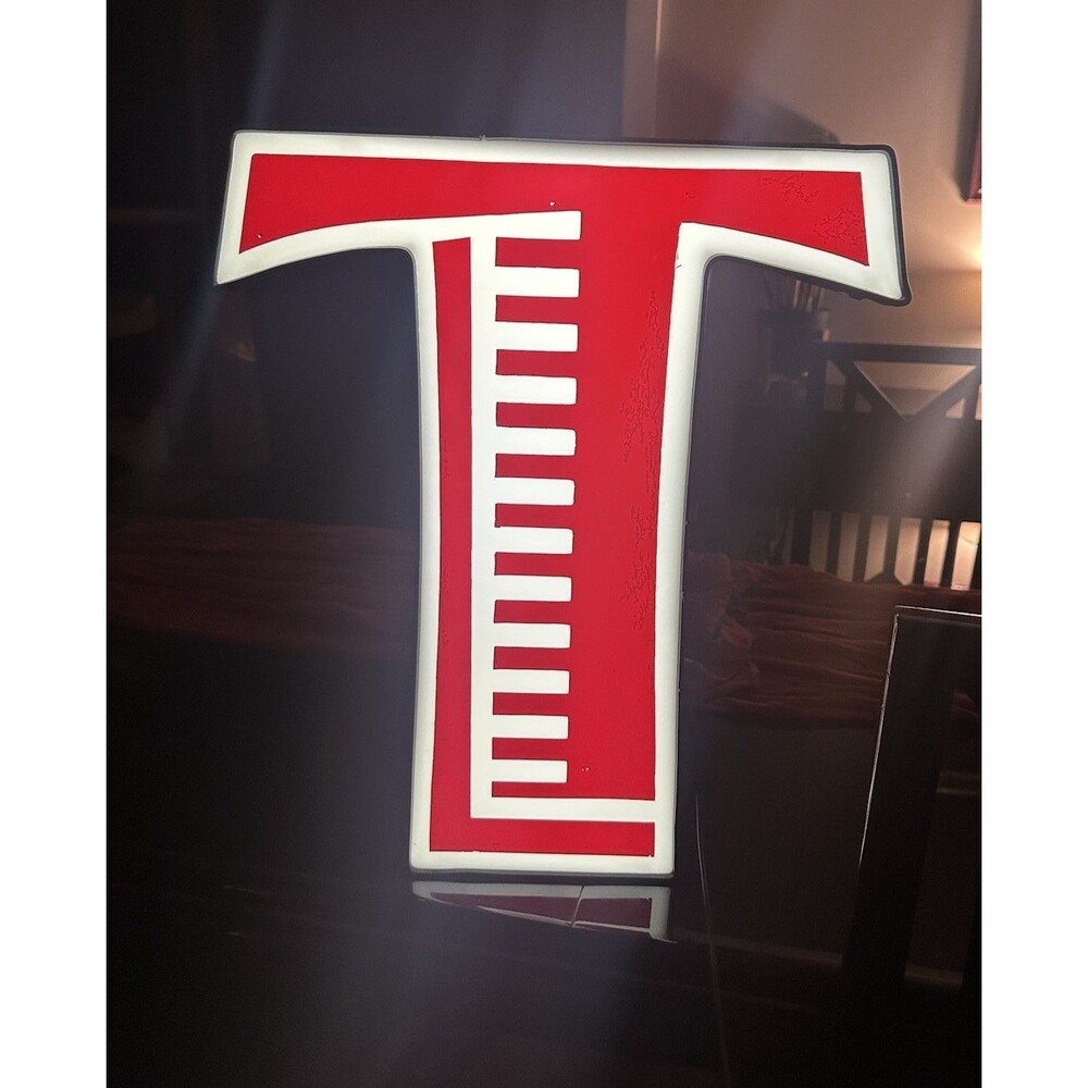 Vintage Texaco Oil And Gas Style Metal Light Up Lighted T Sign Rare Americana